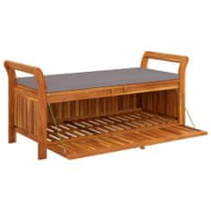 Greatstore Zahradní úložná lavice s poduškou 126 cm masivní akáciové dřevo