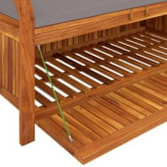 Greatstore Zahradní úložná lavice s poduškou 126 cm masivní akáciové dřevo