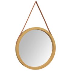 Vidaxl Nástěnné zrcadlo s popruhem zlaté Ø 55 cm