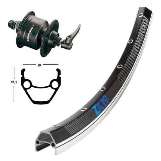 Exal Zapletené kolo ZX19 559-19 Dynamo DH 3N72 - přední, černá 36 děr, QR