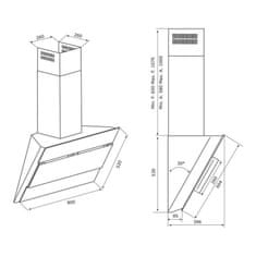 Airforce spotřebiče F125 TLC 90 BK/X Nástěnná (komínová) digestoř, šířka 90 cm