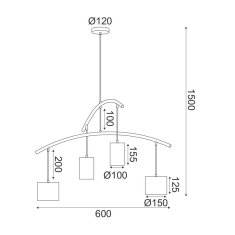 ACA ACA Lighting závěsné svítidlo LED 4XE27 kov černá plus kůže D60XH150CM ESCALA DCR39219