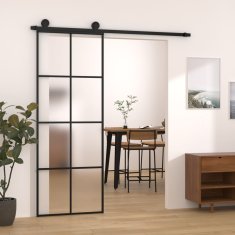 Greatstore Posuvné dveře s kováním 76x205 cm ESG sklo a hliník