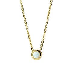 SPERKY4U Zlacený ocelový náhrdelník s opálem bílé barvy