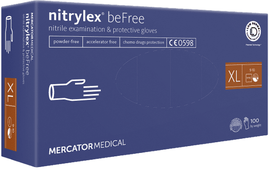 MERCATOR MEDICAL NITRYLEX BEFREE Jednorázové nitrilové zdravotnické rukavice 100 ks