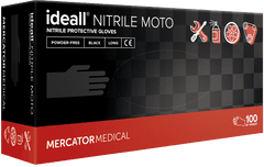 MERCATOR MEDICAL Ideall Nitrile Moto Ochranné nitrilové rukavice černé 100 ks velikost M