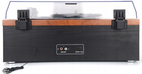 sodoben bluetooth gramofon akai att-14bt 3 hitrosti predvajanje plošč 33 45 78 rpm rca izhodi zaščita pred prahom usb aux in vhod po meri zvočniki 5 W ravna roka fm tuner cd pogon