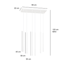 SELTER 6 BLACK 552/6 designové halogenové závěsné svítidlo černé dlouhé trubice