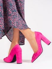 Vinceza Výborné lodičky růžové dámské na širokém podpatku, odstíny růžové, 36