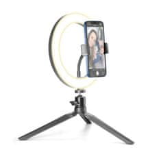 CellularLine Tripod Selfie Ring s LED osvětlením pro selfie fotky a videa, černý