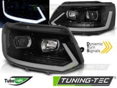 TUNING TEC  Přední světla VW T5, 2010-2015, černá s LED DYNAMICKÝM BLINKREM