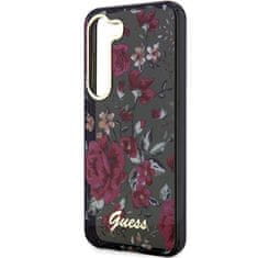 Guess GUHCS23SHCFWSA hard silikonové pouzdro Samsung Galaxy S23 5G khaki Flower Collection