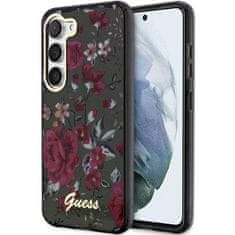 Guess GUHCS23SHCFWSA hard silikonové pouzdro Samsung Galaxy S23 5G khaki Flower Collection