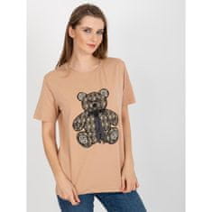 FANCY Dámské tričko s medvídkem a 3D aplikací NESTA hnědé FA-TS-8443.84P_394331 Univerzální