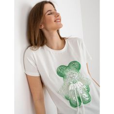 FANCY Dámské tričko s 3D aplikací RUPERTA ecru-zelené FA-TS-8500.19P_394317 Univerzální