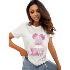 FANCY Dámské tričko s 3D aplikací CECILIA ecru růžové FA-TS-8500.19P_394282 Univerzální
