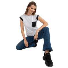 FANCY Dámské tričko s kapsičkou ROSEDA světle šedé FA-TS-8423.18P_394291 Univerzální