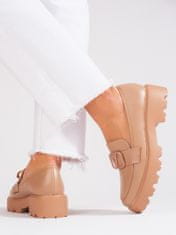 Vinceza Designové dámské hnědé polobotky na plochém podpatku + Ponožky Gatta Calzino Strech, odstíny hnědé a béžové, 40