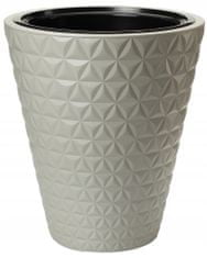 Form-Plastic Kulatý květináč Diament 30 s vložkou | Platina