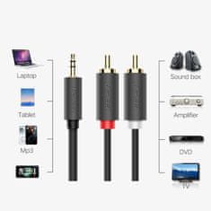 Ugreen AV102 audio kabel 3.5mm mini jack / 2RCA 1.5m, černý