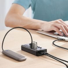 Ugreen CM481 HUB adaptér USB-C / 7x USB 3.0 PD, šedý