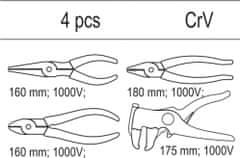 YATO Vložka do zásuvky - sada kleští elektrikářských 1000V, 4ks