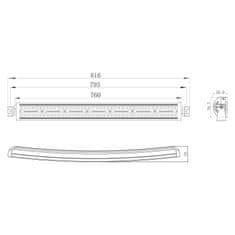 Stualarm LED rampa prohnutá, 210x3W, 760mm, ECE R10 (wl-ov87630)