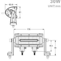 Stualarm LED světlo s pozičním světlem, 10x3W, 178mm, ECE R10 (wl-8630)