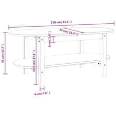 Greatstore Konferenční stolek bílý 110 x 55 x 45 cm masivní borové dřevo