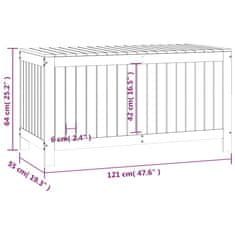 Vidaxl Zahradní úložný box bílý 121 x 55 x 64 cm masivní borové dřevo