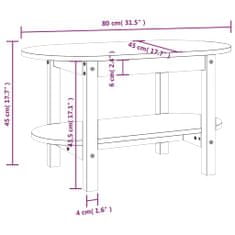 Vidaxl Konferenční stolek šedý 80 x 45 x 45 cm masivní borové dřevo