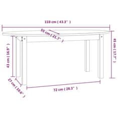 Greatstore Konferenční stolek medově hnědý 110x55x45 cm masivní borovice