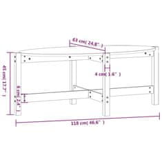 Greatstore Konferenční stolek bílý 118 x 63 x 45 cm masivní borové dřevo