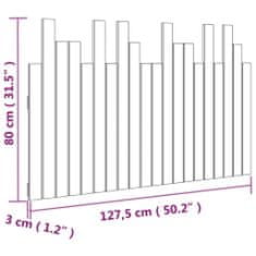 Vidaxl Nástěnné čelo postele medově hnědé 127,5x3x80 cm borové dřevo