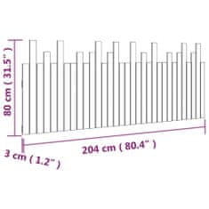 Vidaxl Nástěnné čelo postele černé 204x3x80 cm masivní borové dřevo