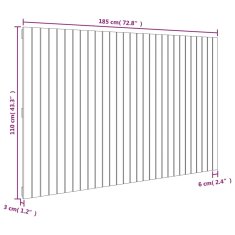 Vidaxl Nástěnné čelo postele černé 185x3x110 cm masivní borové dřevo