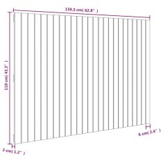 Vidaxl Nástěnné čelo postele černé 159,5x3x110 cm masivní borové dřevo