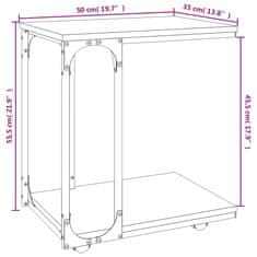 Greatstore Odkládací stolek na kolečkách hnědý dub 50x35x55,5 cm kompozit