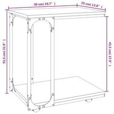 Greatstore Odkládací stolek na kolečkách černý 50 x 35 x 55,5 cm kompozit