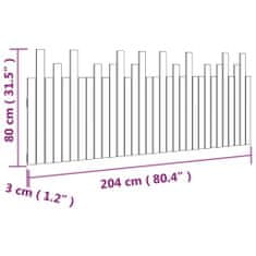 Vidaxl Nástěnné čelo postele šedé 204 x 3 x 80 cm masivní borové dřevo