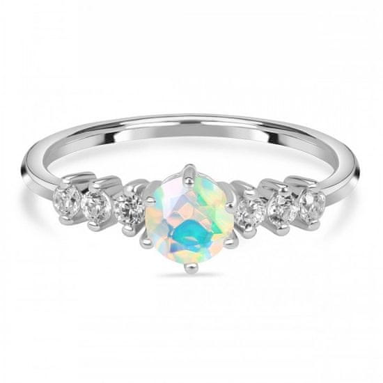 Klenoty Amber Luxusní stříbrný prsten s opálem a topazy Soulmate Velikost: 52