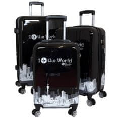 MONOPOL Sada kufrů Fly The World Black 3-set