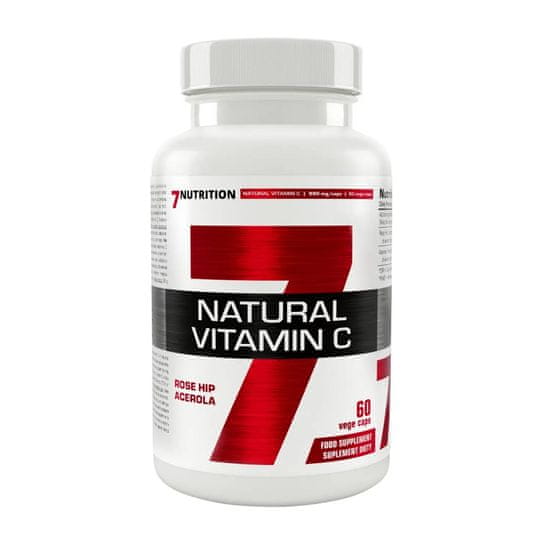 7Nutrition Natural Vitamin C 60 Vege Caps, přírodní vitamín C z extraktu šípku a plodu aceroly