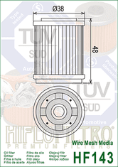 Hiflofiltro Olejový filtr HF143