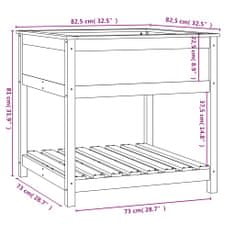 Vidaxl Truhlík s policí šedý 82,5 x 82,5 x 81 cm masivní borové dřevo