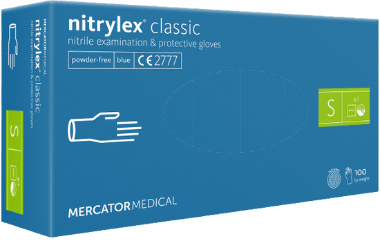 MERCATOR MEDICAL NITRYLEX Jednorázové nitrilové zdravotnické rukavice modré celotexturované 100 ks