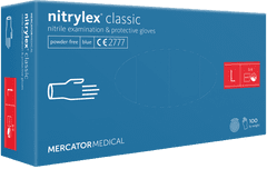 MERCATOR MEDICAL NITRYLEX Jednorázové nitrilové zdravotnické rukavice modré celotexturované 100 ks velikost S