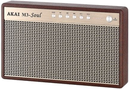 Bluetooth přenosný reproduktor akai m3soul aux in usb porty nabíjecí baterie pěkný zvuk