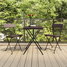 Greatstore 3dílný skládací bistro set hnědý polyratan