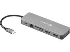 Sandberg USB-C Travel Dock, cestovní dokovací stanice13-v-1 , USB port, HDMI, VGA,Ethernet port...